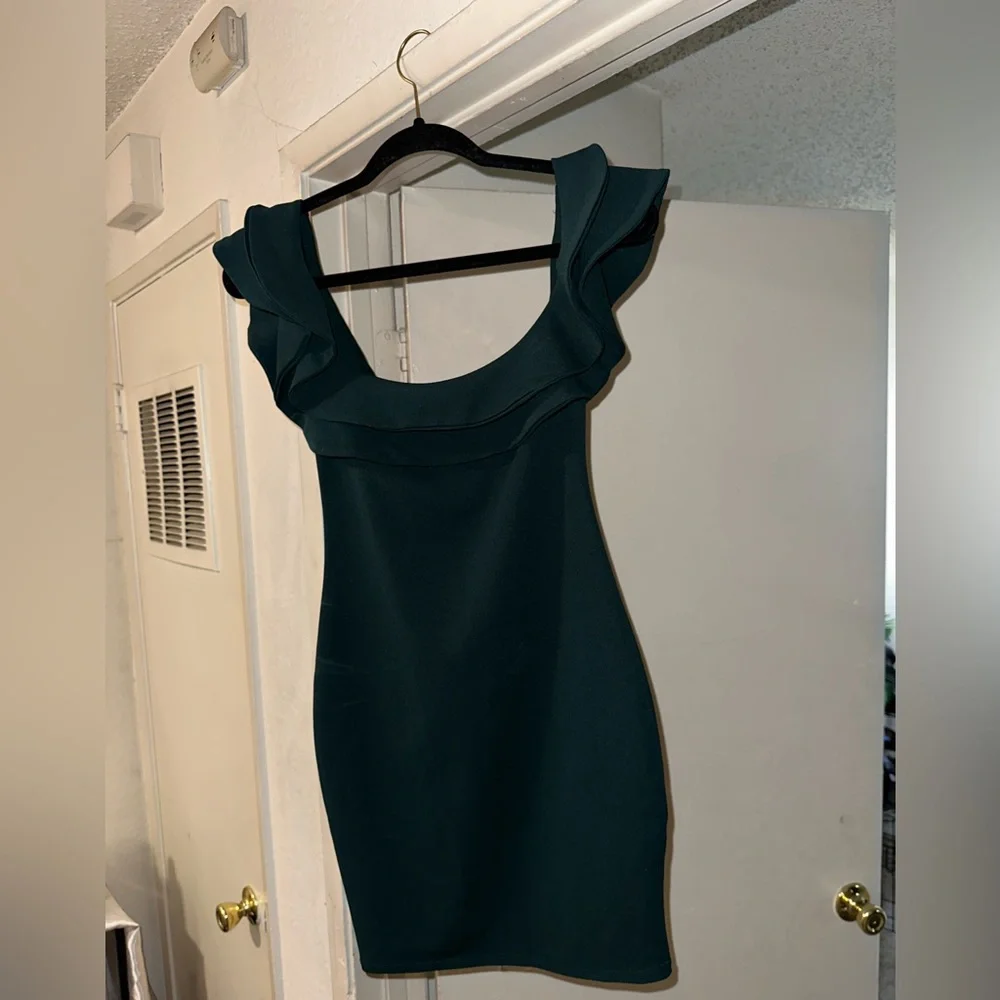 Mind Code Green Ruffle Dress Size Small - Picture 11 of 16